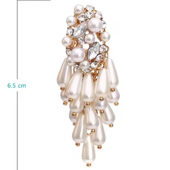 Zara Pearl Tassel Crystal Drop Earrings - Picture 6 of 6